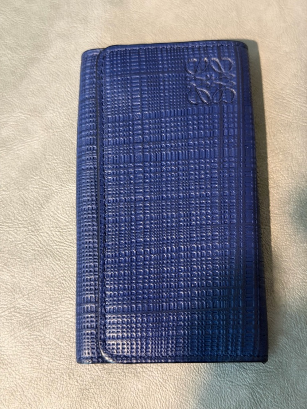 Loewe Made in Spain Navy Leather Key Holder with Metal Hooks